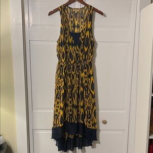 Elegant High-Low Sleeveless Dress in Good and Navy Blue